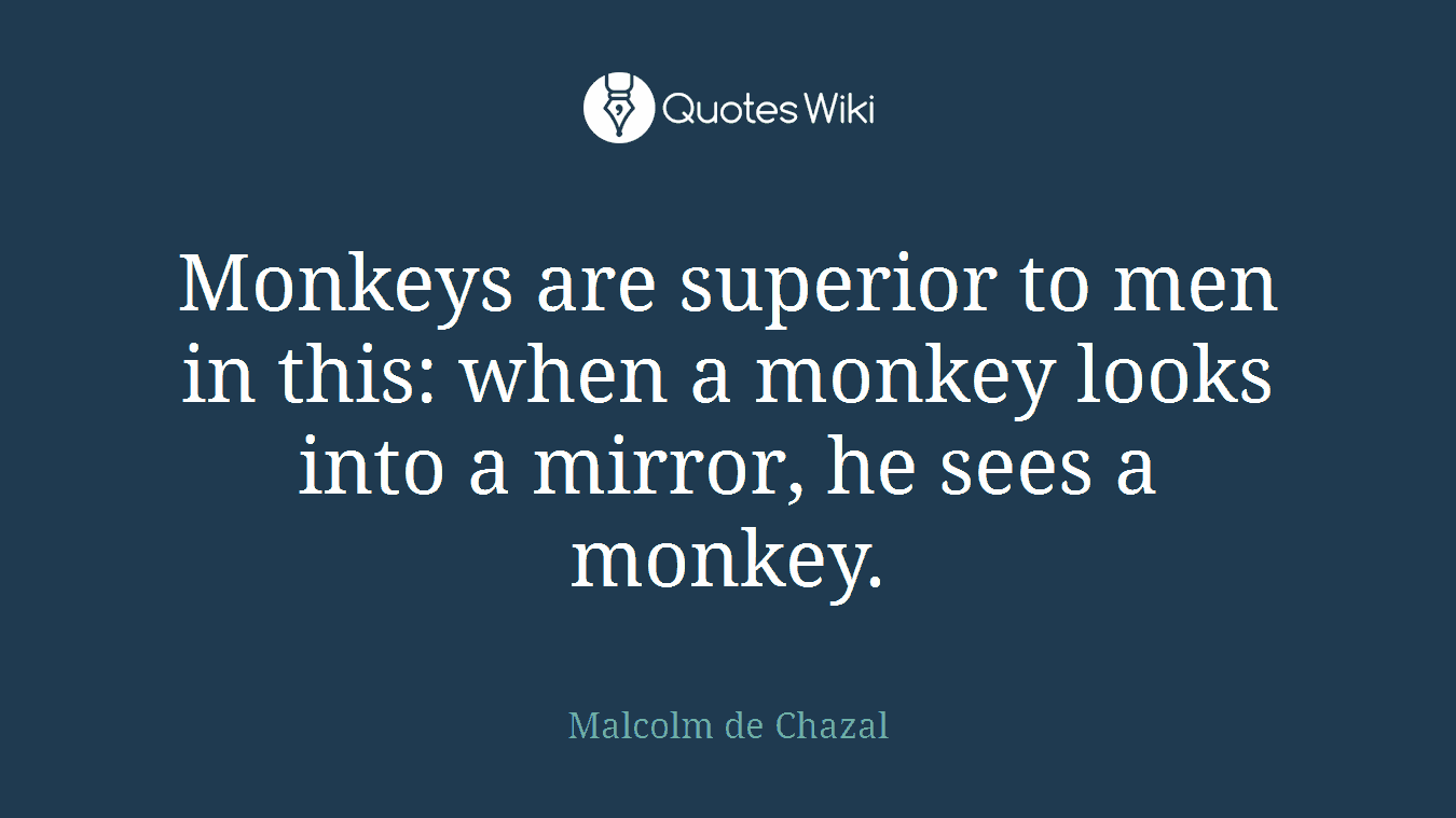 Monkeys are superior to men in this: when a monkey looks into a mirror, he sees a monkey.