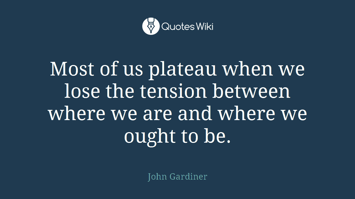 Most of us plateau when we lose the tension between where we are and where we ought to be.