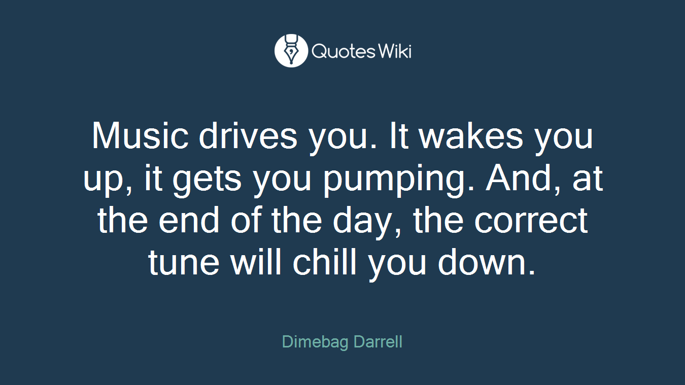 Music drives you. It wakes you up, it gets you pumping. And, at the end of the day, the correct tune will chill you down.