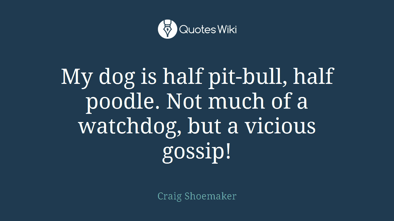 My dog is half pit-bull, half poodle. Not much of a watchdog, but a vicious gossip!