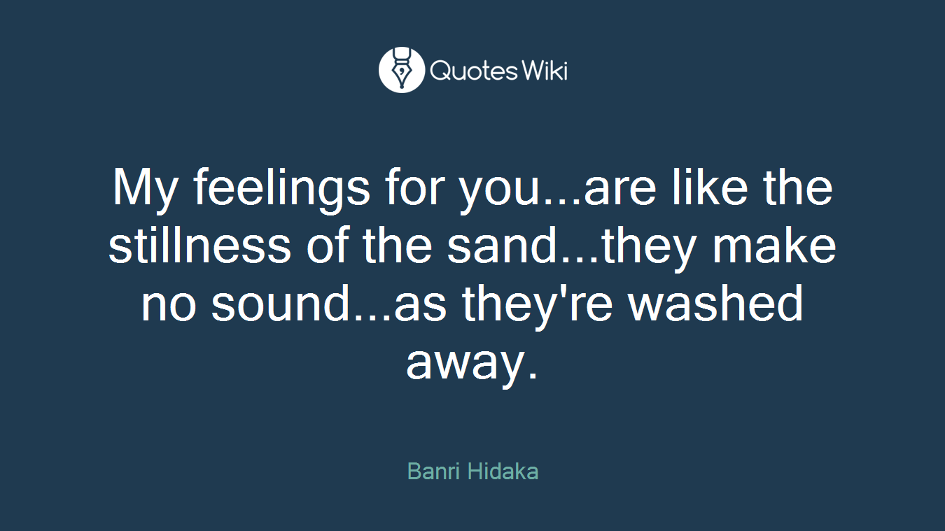 My feelings for you...are like the stillness of the sand...they make no sound...as they're washed away.