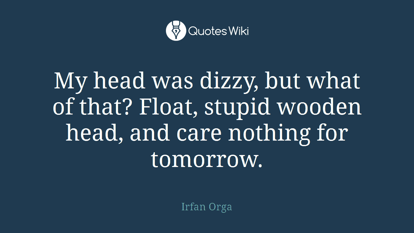 My head was dizzy, but what of that? Float, stupid wooden head, and care nothing for tomorrow.