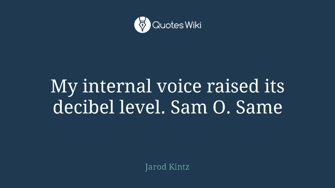 My internal voice raised its decibel level. Sam O. Same