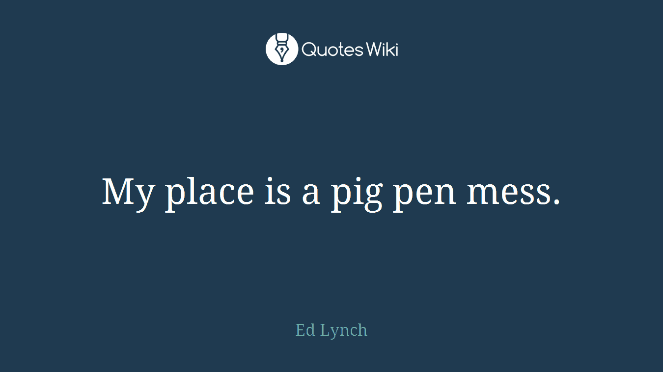 My place is a pig pen mess.