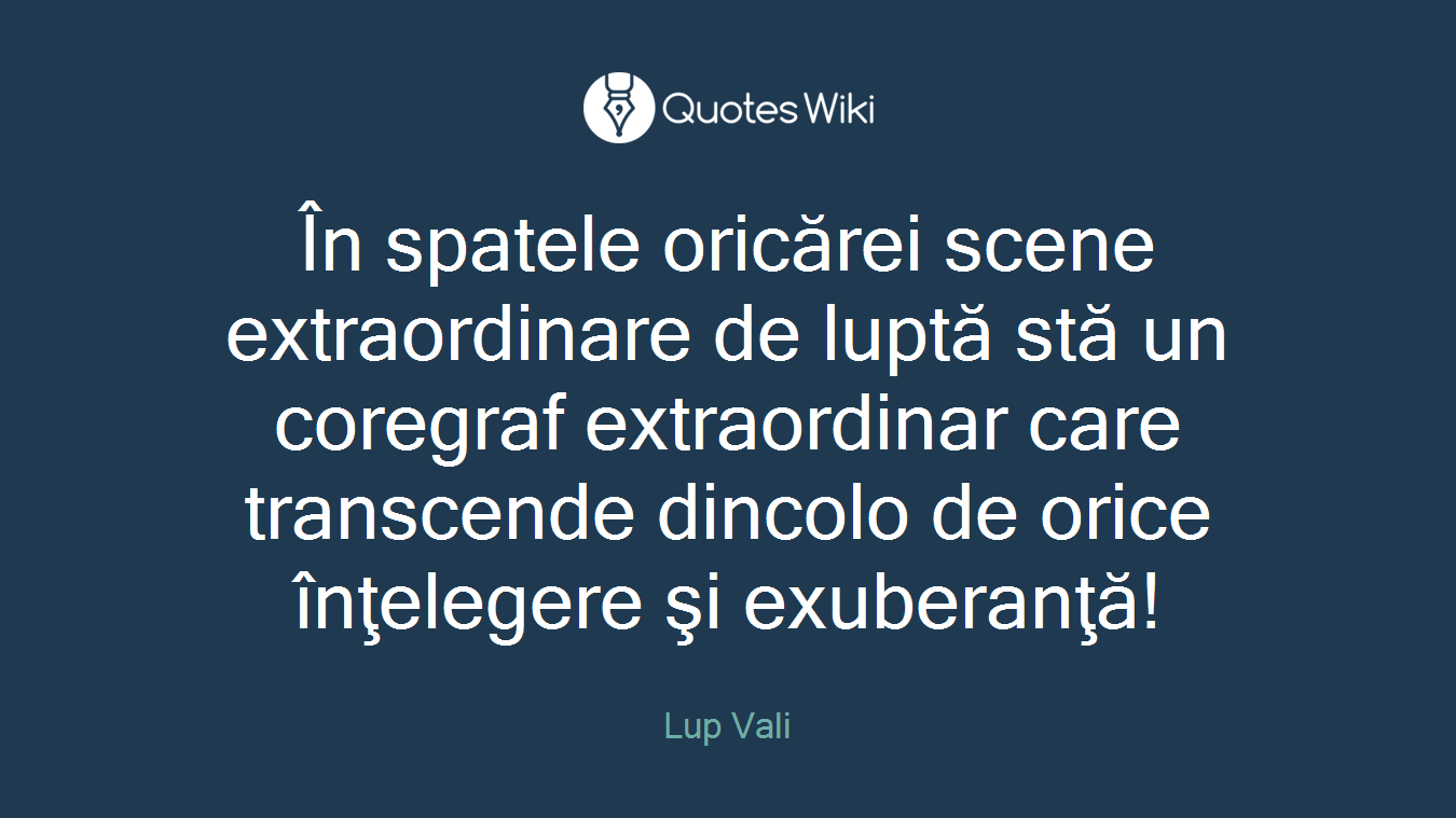 În spatele oricărei scene extraordinare de luptă stă un coregraf extraordinar care transcende dincolo de orice înţelegere şi exuberanţă!