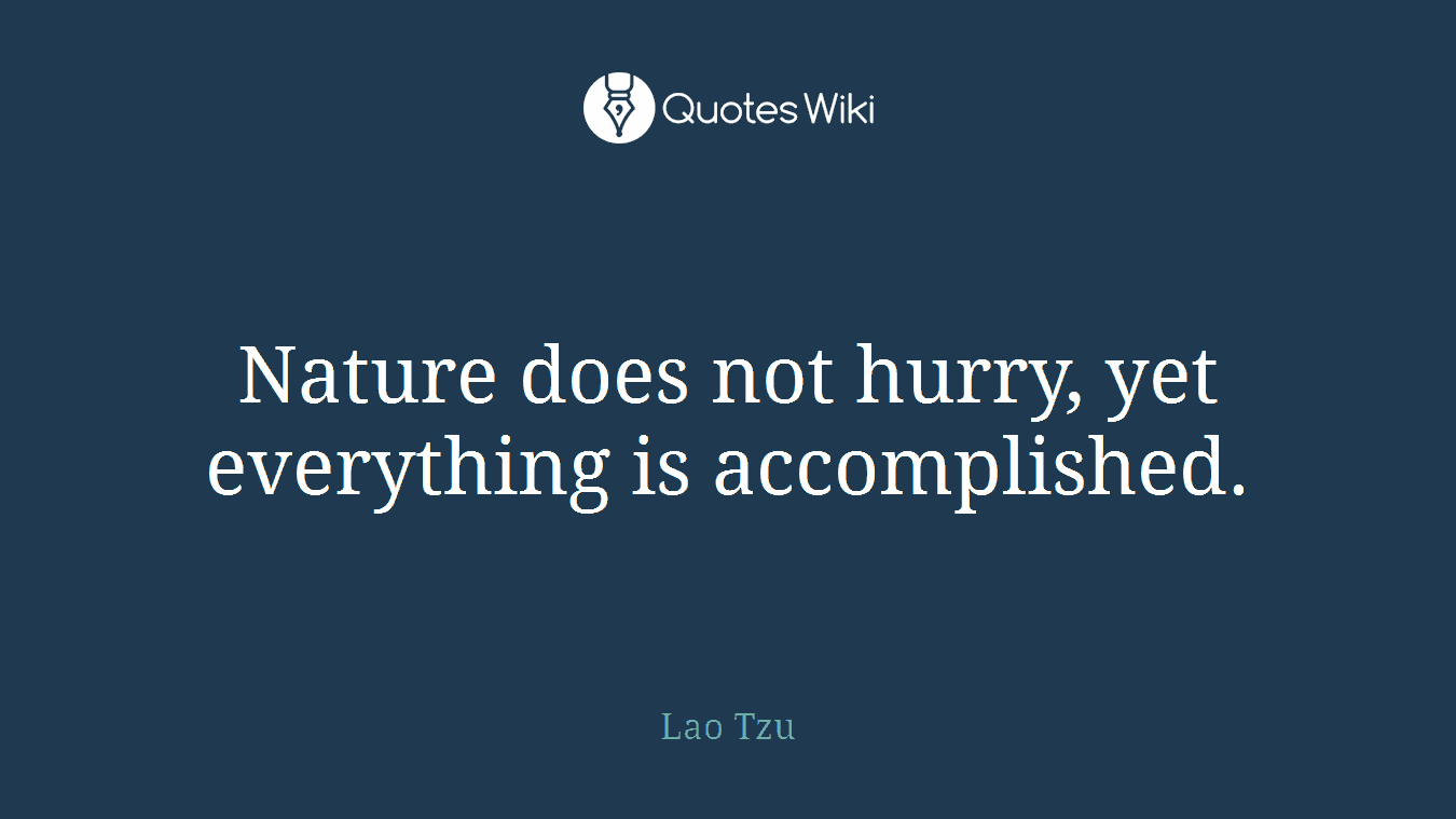 Nature does not hurry, yet everything is accomplished.