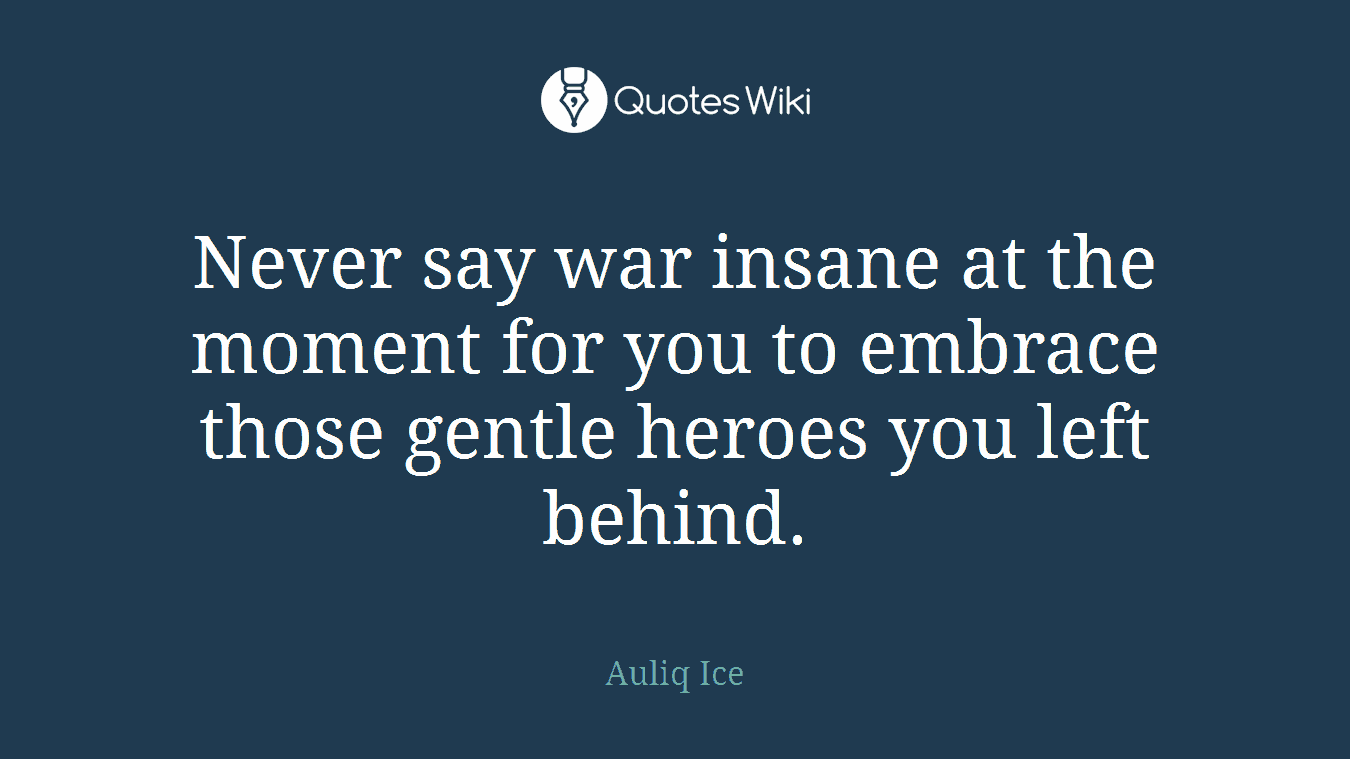 Never say war insane at the moment for you to embrace those gentle heroes you left behind.
