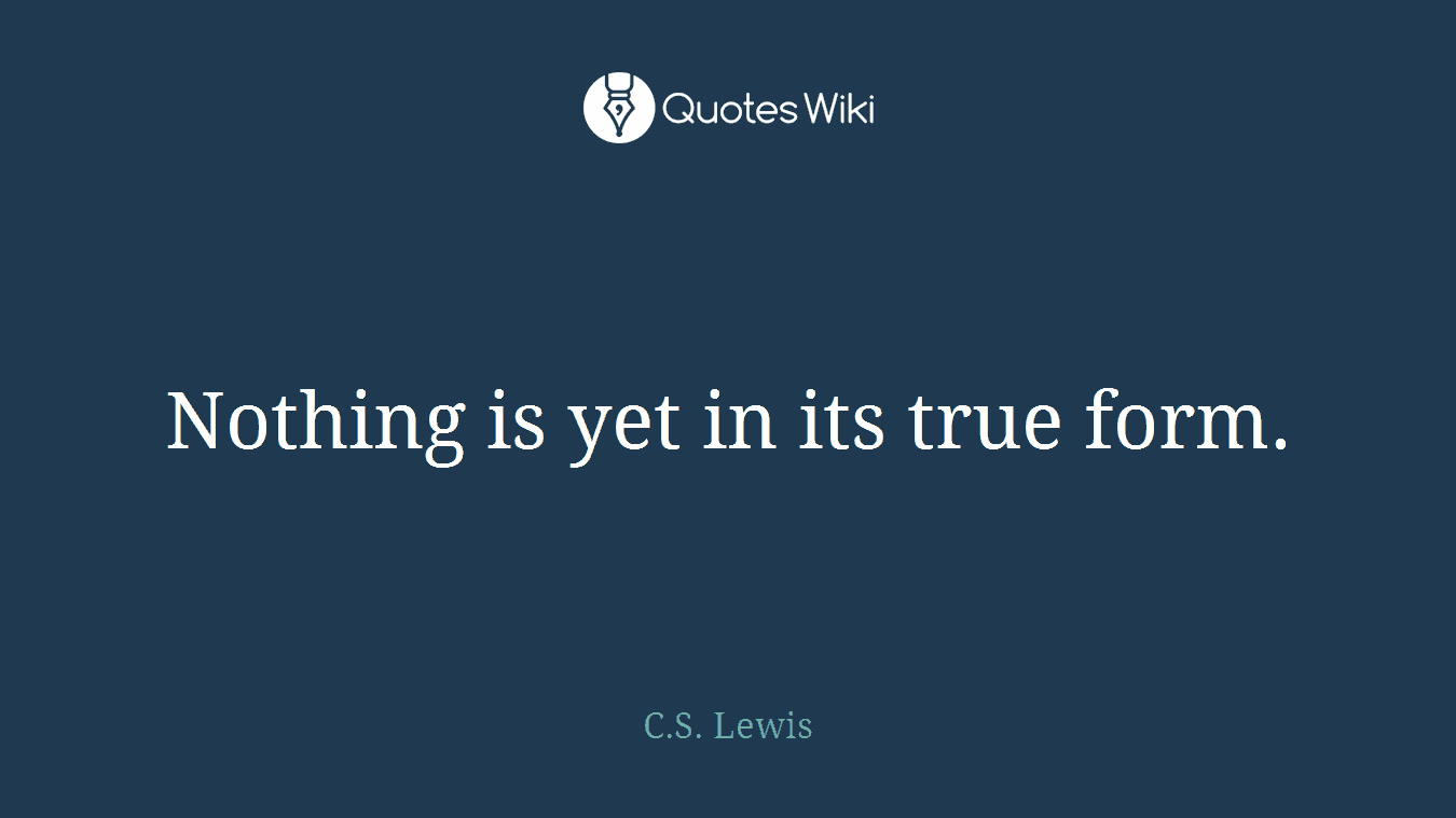 Nothing is yet in its true form.