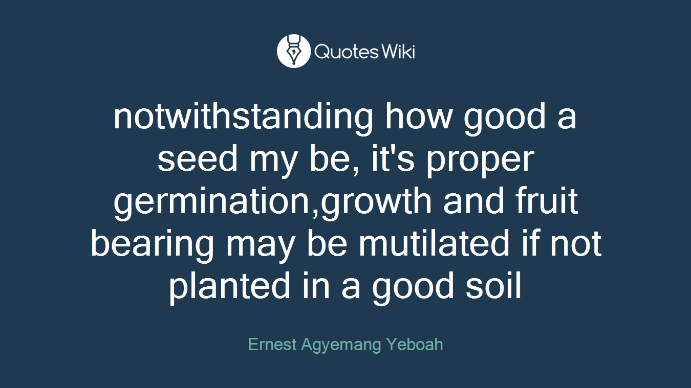 notwithstanding how good a seed my be, it's proper germination,growth and fruit bearing may be mutilated if not planted in a good soil