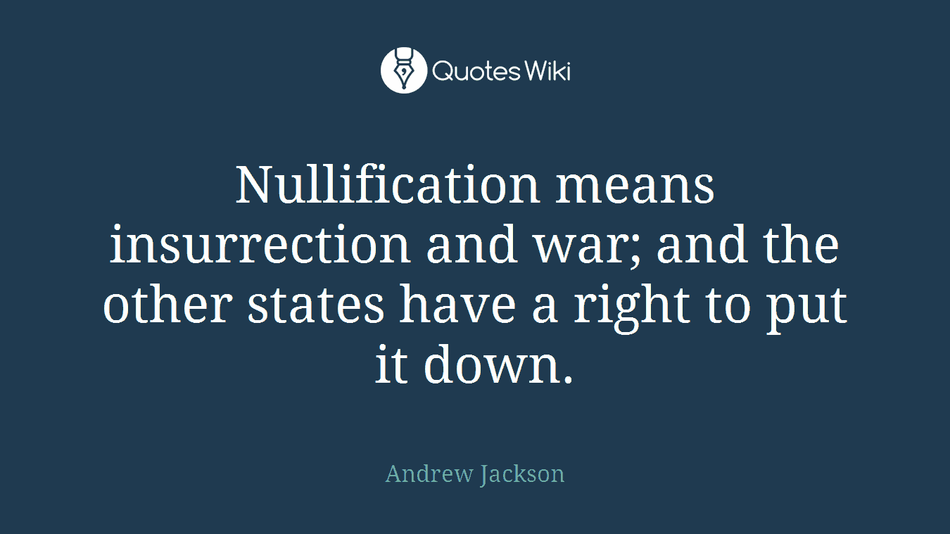 Nullification means insurrection and war; and the other states have a right to put it down.