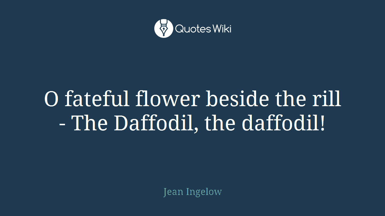 O fateful flower beside the rill - The Daffodil, the daffodil!