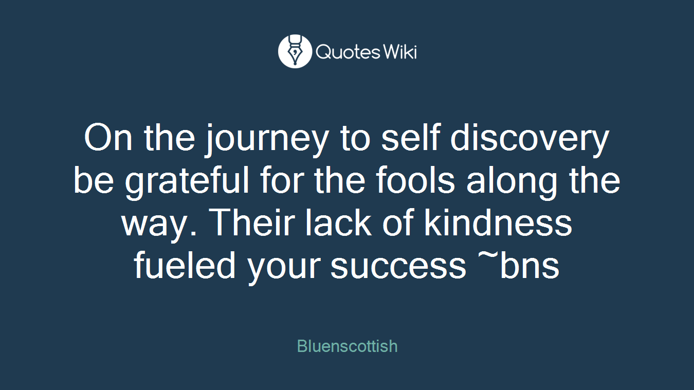 On the journey to self discovery be grateful for the fools along the way. Their lack of kindness fueled your success ~bns