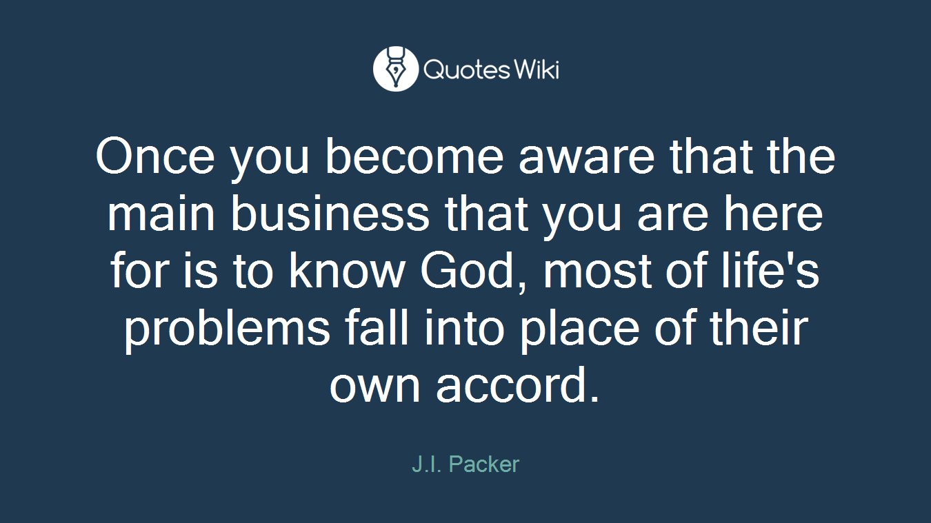 Once you become aware that the main business that you are here for is to know God, most of life's problems fall into place of their own accord.