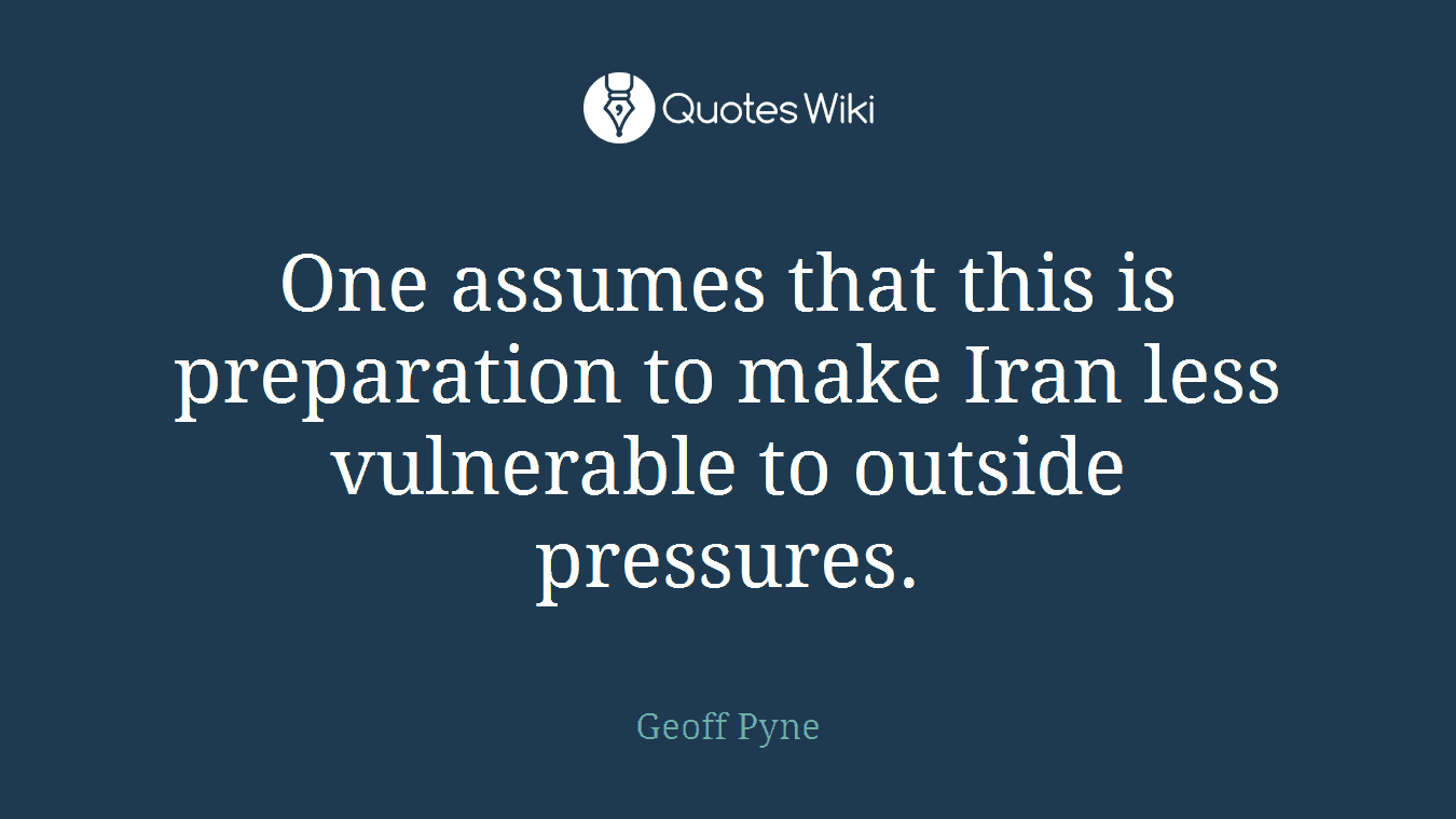 One assumes that this is preparation to make Iran less vulnerable to outside pressures.