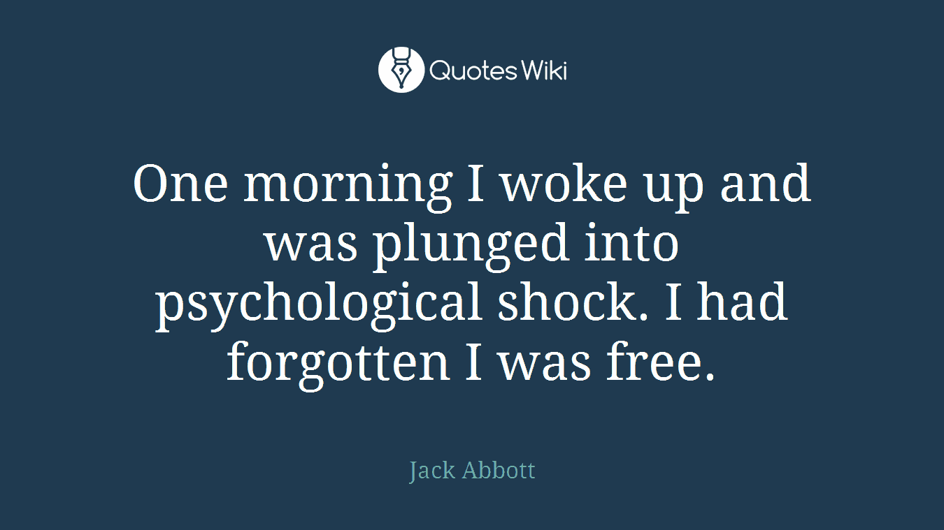 One morning I woke up and was plunged into psychological shock. I had forgotten I was free.