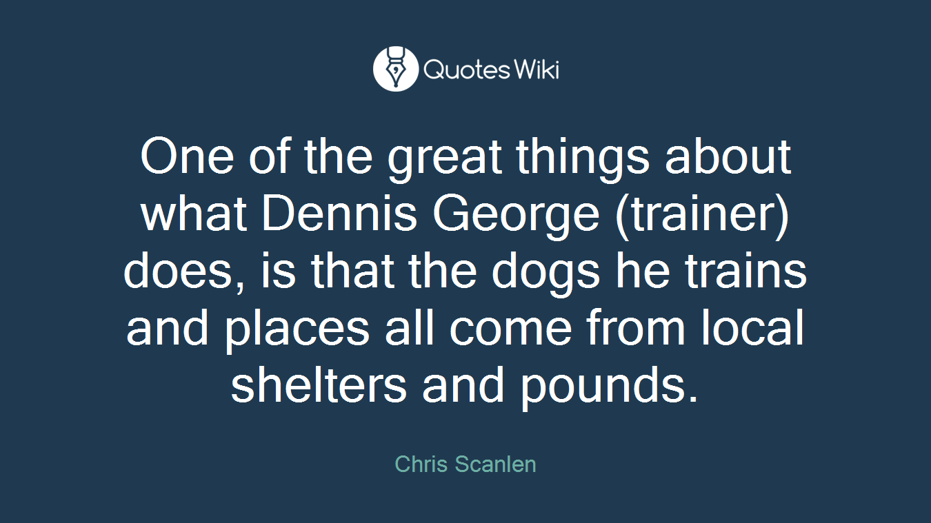 One of the great things about what Dennis George (trainer) does, is that the dogs he trains and places all come from local shelters and pounds.
