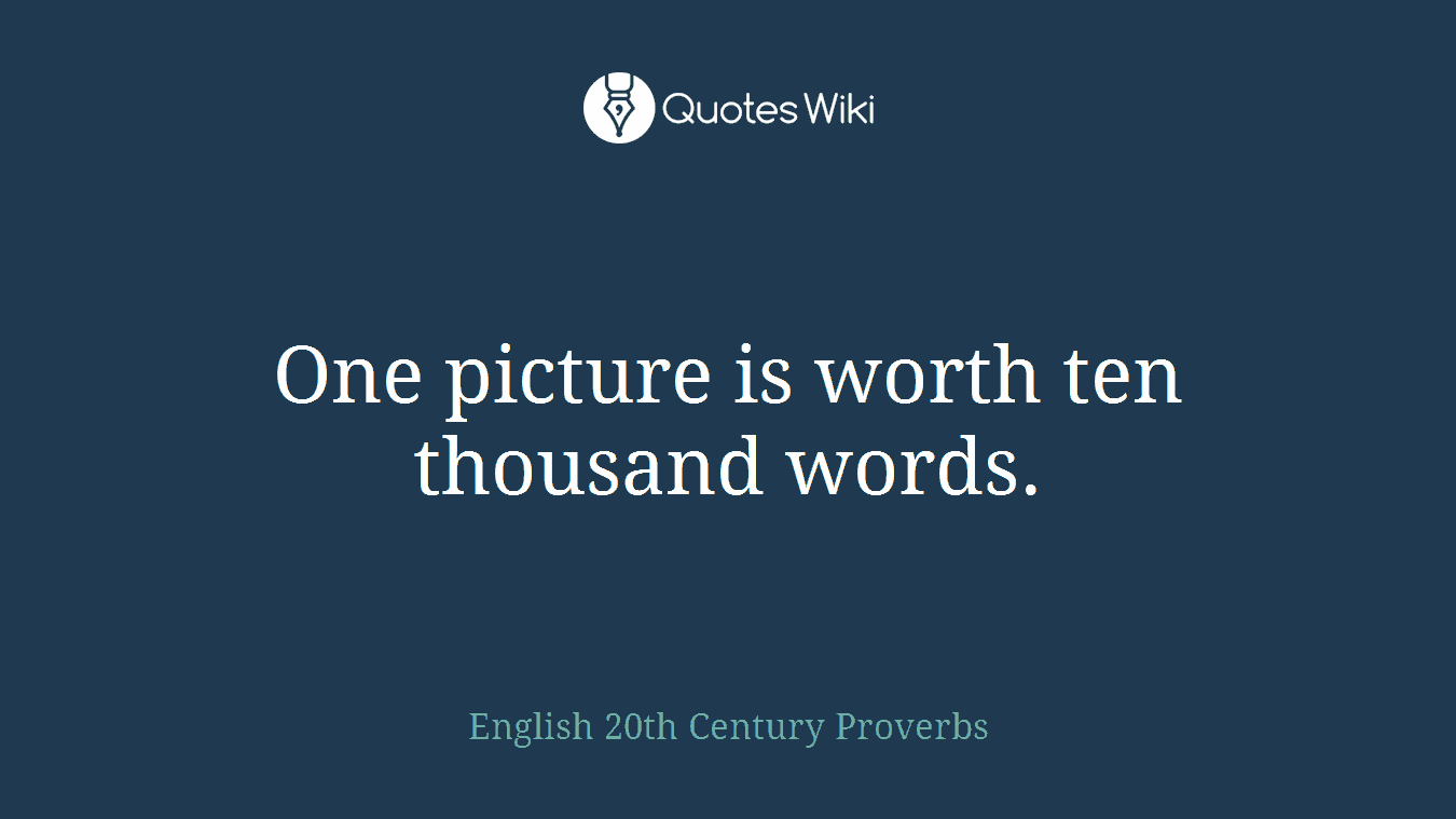One picture is worth ten thousand words.