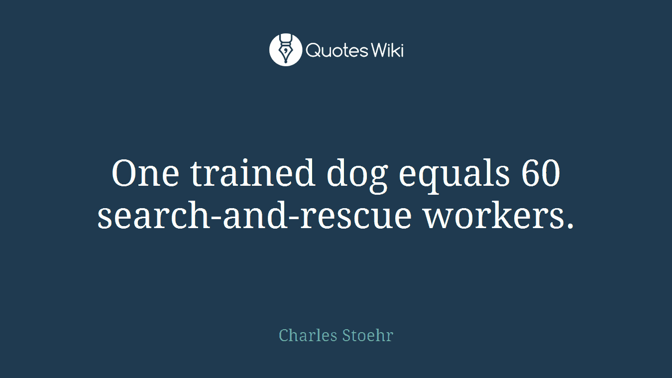 One trained dog equals 60 search-and-rescue workers.