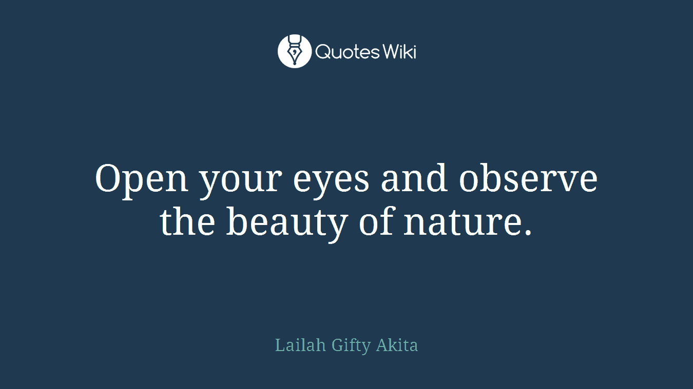 Open your eyes and observe the beauty of nature.
