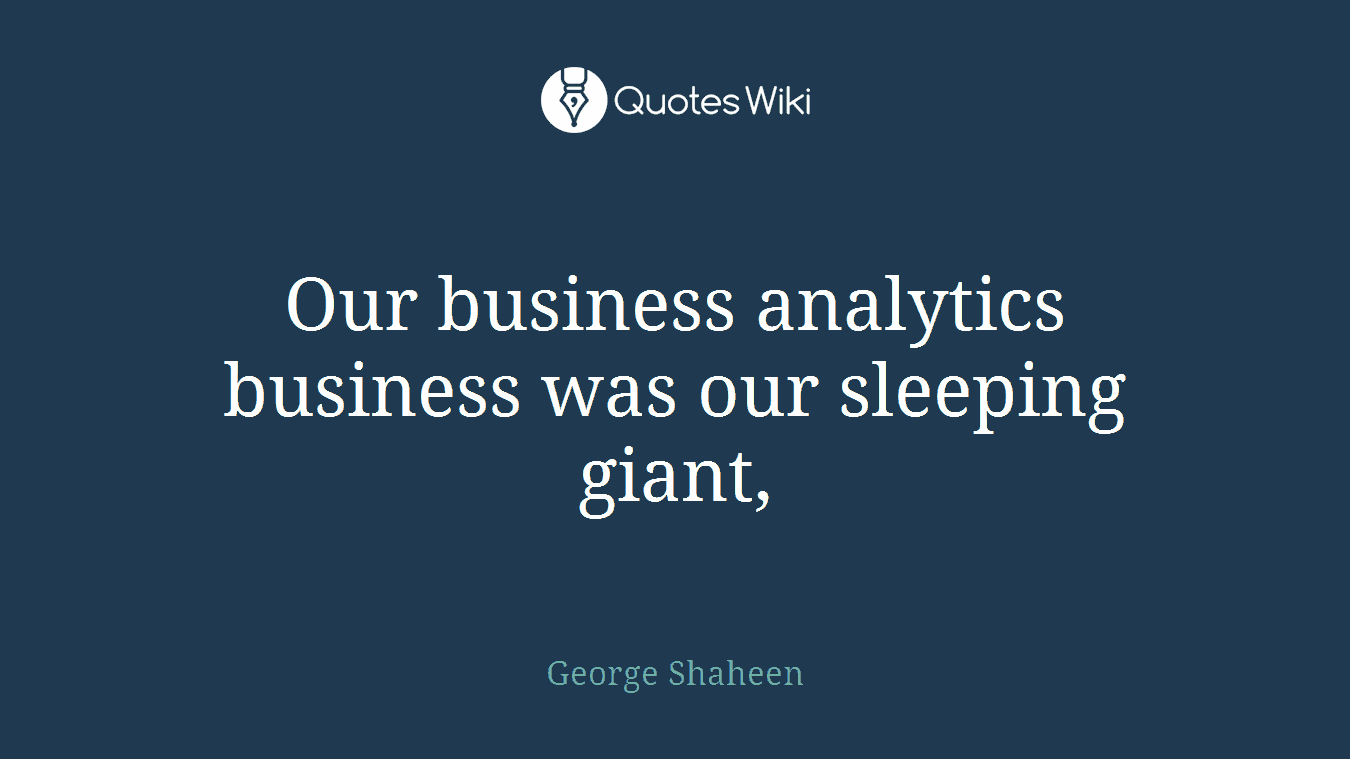 Our business analytics business was our sleeping giant,