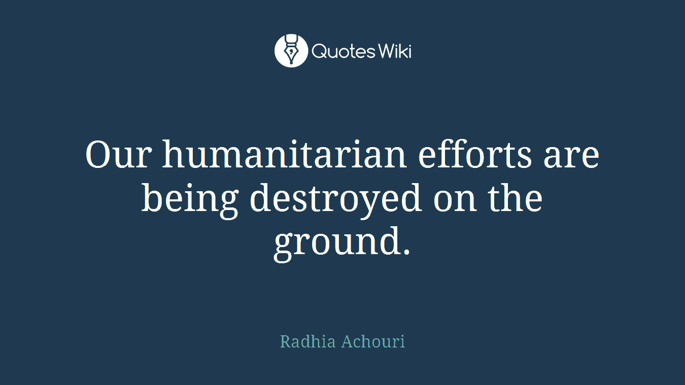 Our humanitarian efforts are being destroyed on the ground.