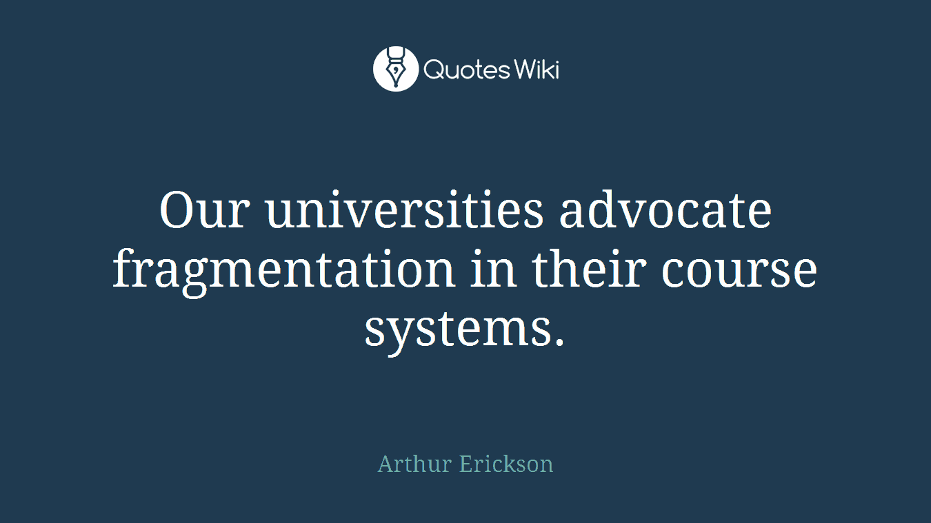 Our universities advocate fragmentation in their course systems.