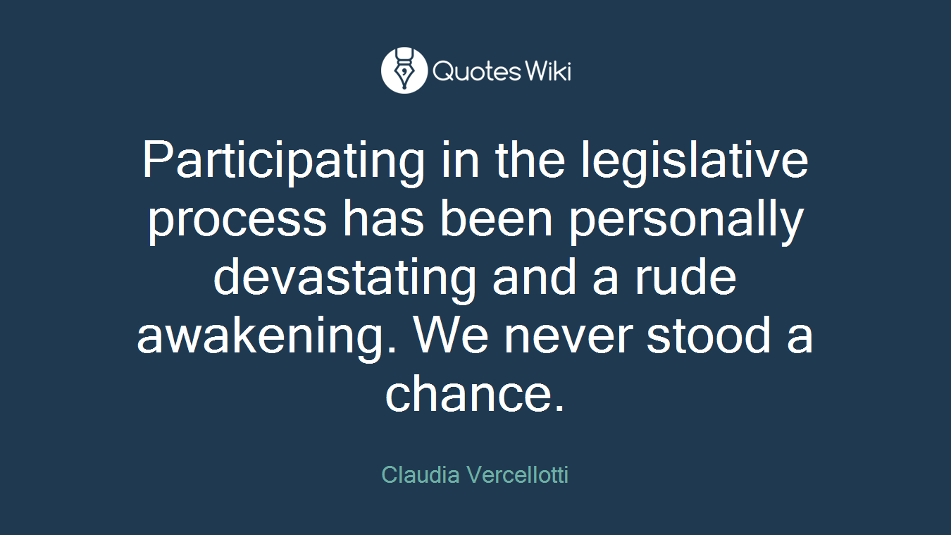 Participating in the legislative process has been personally devastating and a rude awakening. We never stood a chance.
