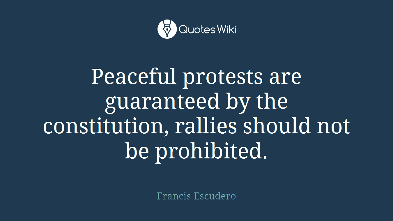 Peaceful protests are guaranteed by the constitution, rallies should not be prohibited.