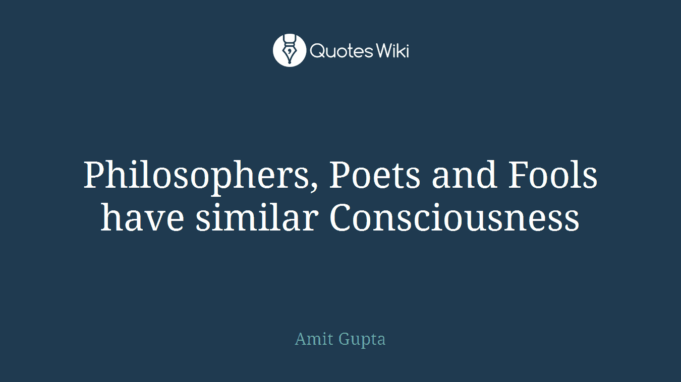 Philosophers, Poets and Fools have similar Consciousness