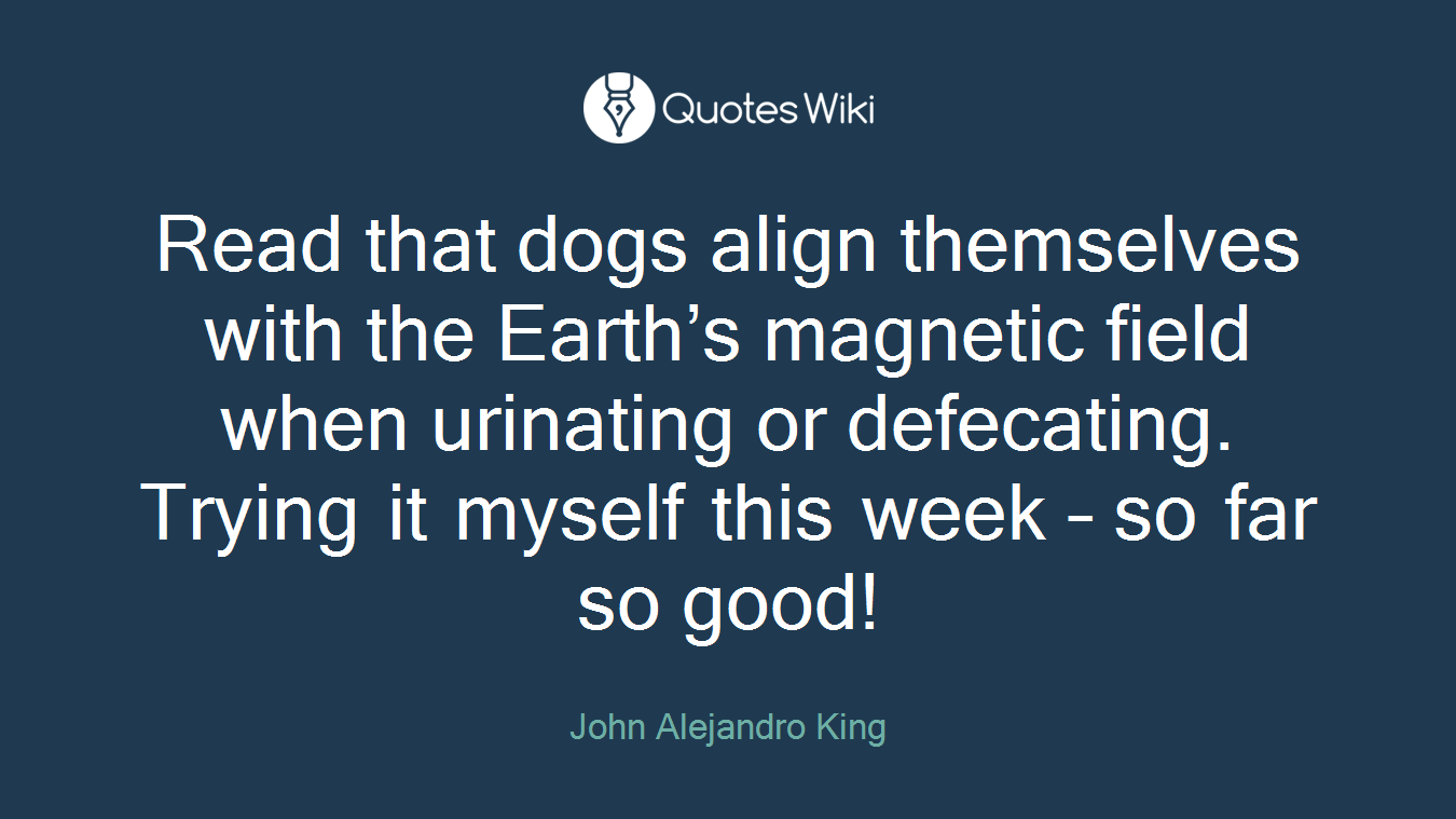 Read that dogs align themselves with the Earth’s magnetic field when urinating or defecating. Trying it myself this week – so far so good!