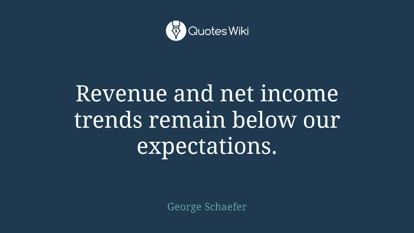 Revenue and net income trends remain below our expectations.