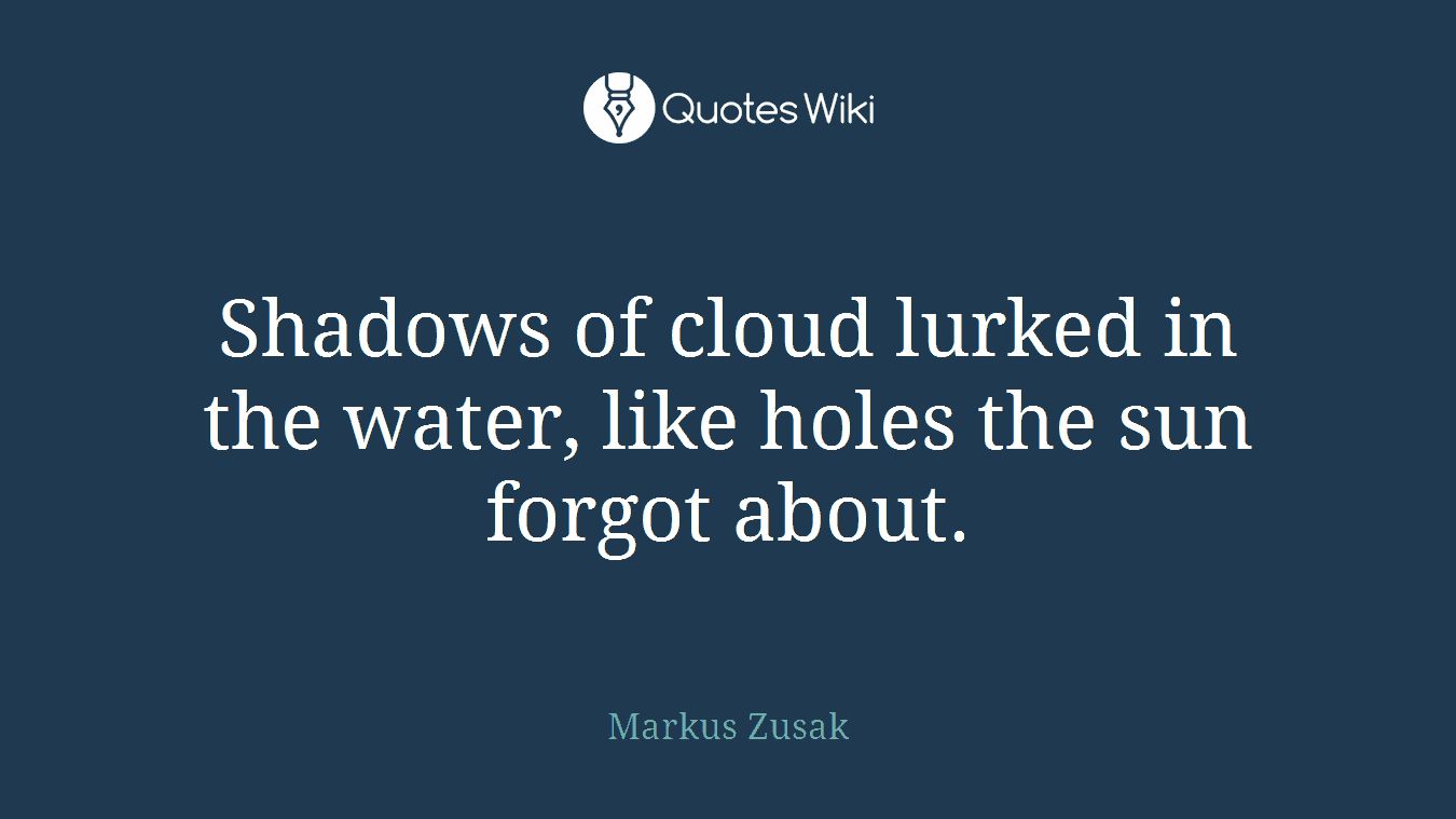 Shadows of cloud lurked in the water, like holes the sun forgot about.