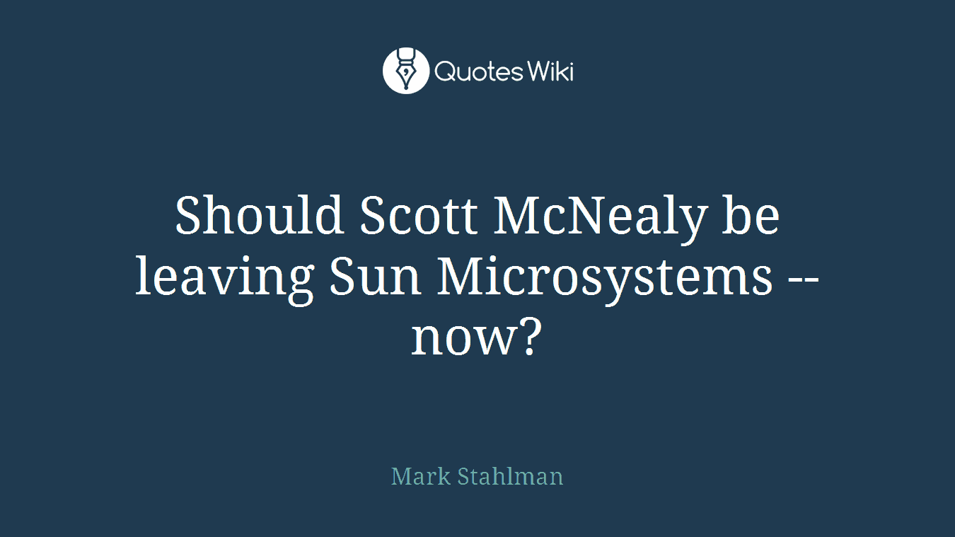 Should Scott McNealy be leaving Sun Microsystems -- now?