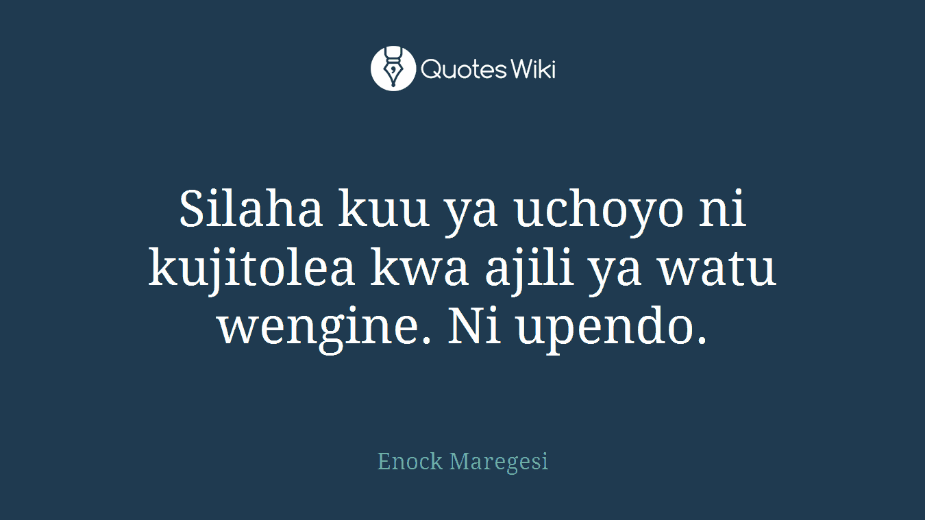 Silaha kuu ya uchoyo ni kujitolea kwa ajili ya watu wengine. Ni upendo.