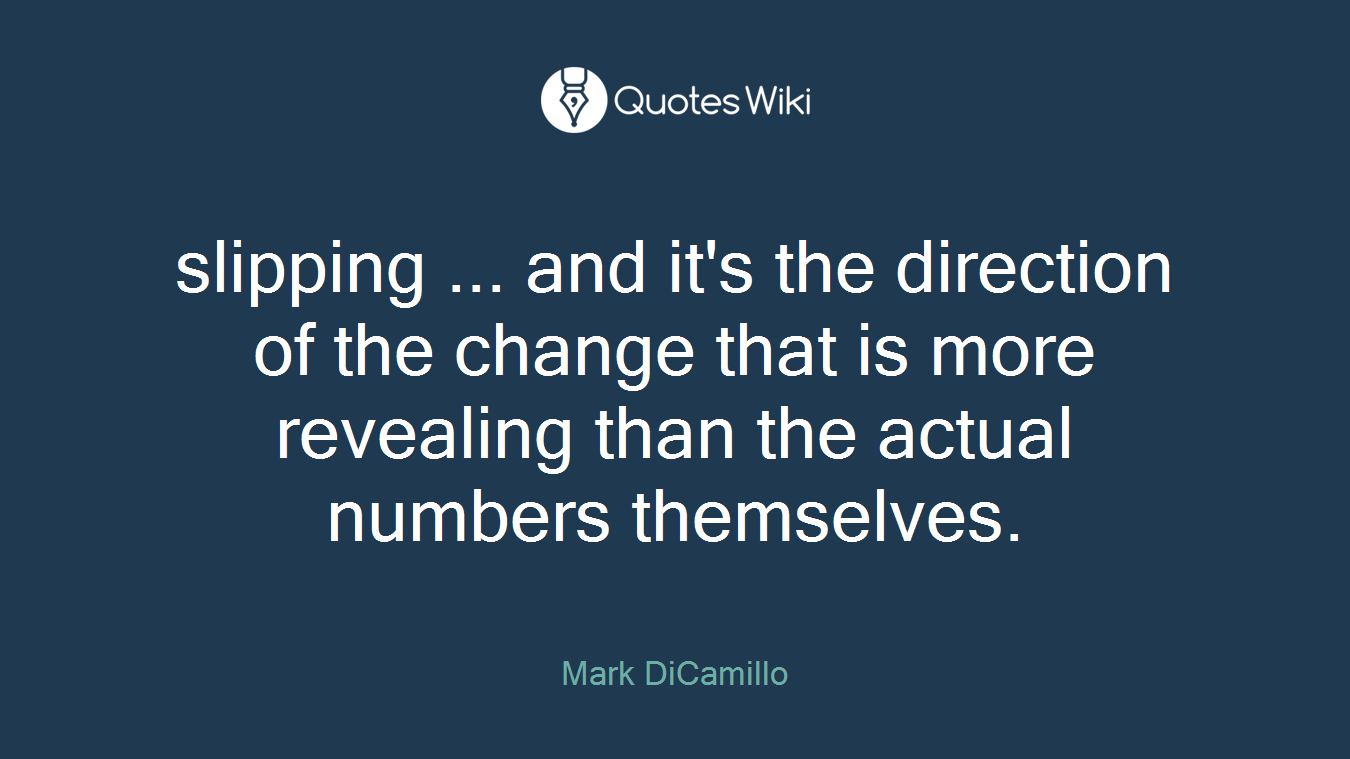 slipping ... and it's the direction of the change that is more revealing than the actual numbers themselves.