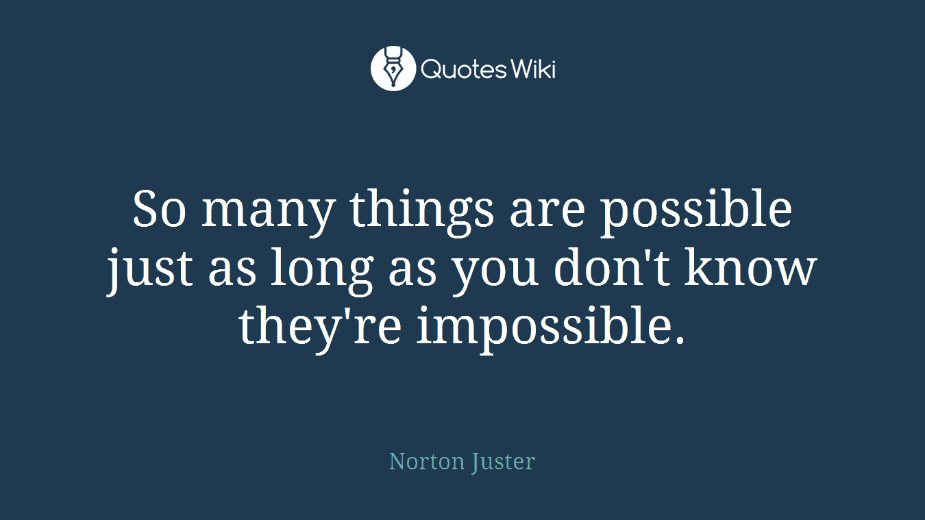 So many things are possible just as long as you don't know they're impossible.