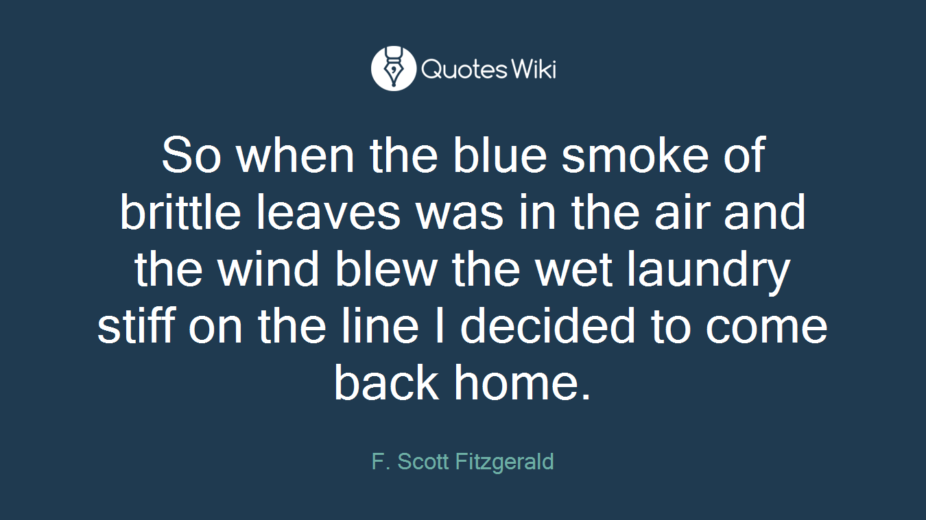 So when the blue smoke of brittle leaves was in the air and the wind blew the wet laundry stiff on the line I decided to come back home.