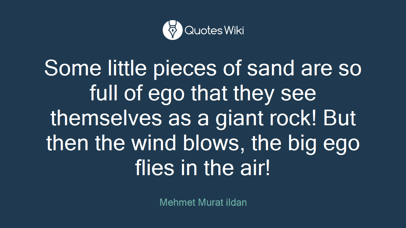 Some little pieces of sand are so full of ego that they see themselves as a giant rock! But then the wind blows, the big ego flies in the air!