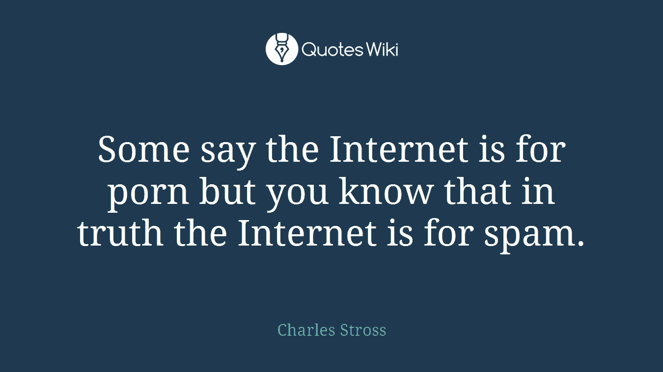 Some say the Internet is for porn but you know that in truth the Internet is for spam.