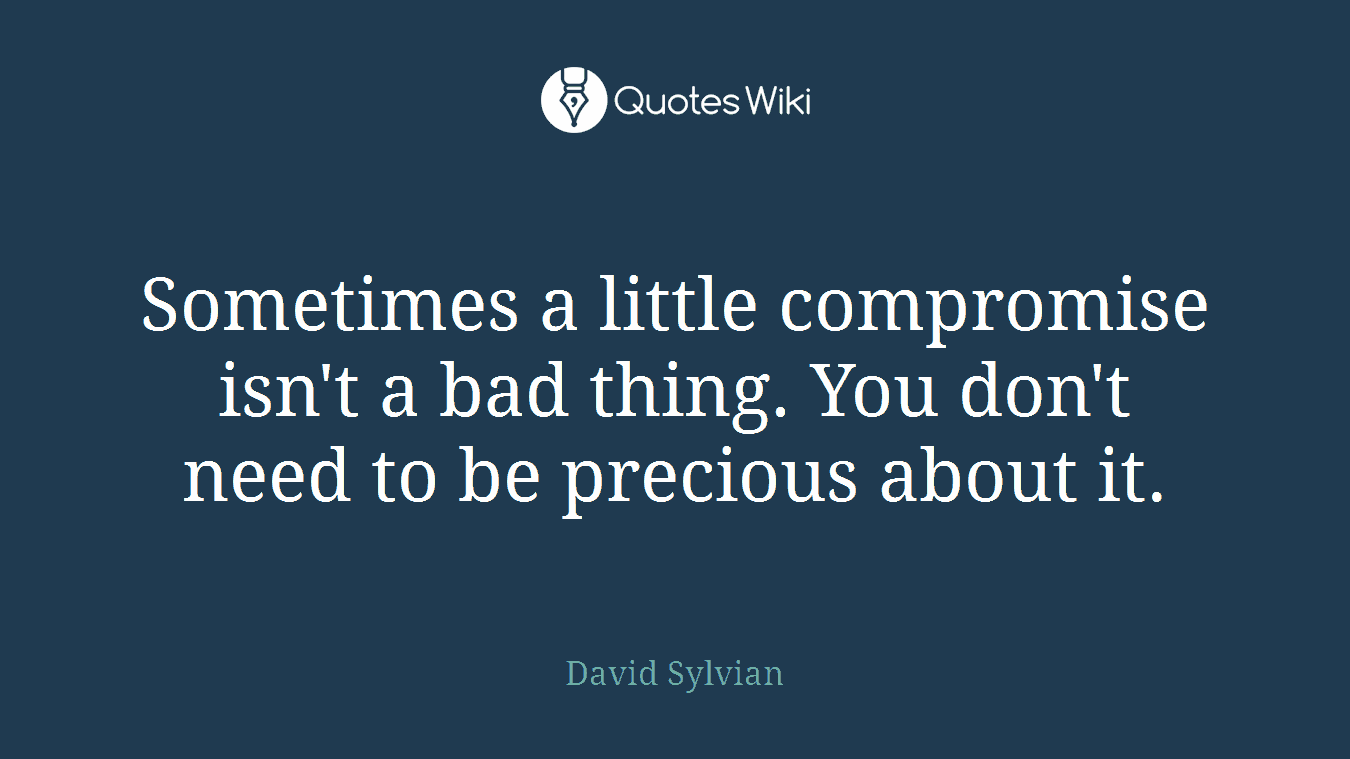 Sometimes a little compromise isn't a bad thing. You don't need to be precious about it.