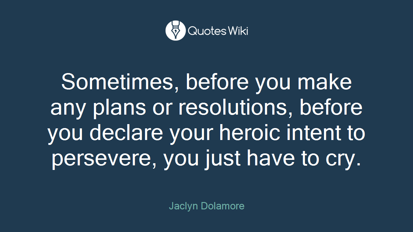 Sometimes, before you make any plans or resolutions, before you declare your heroic intent to persevere, you just have to cry.