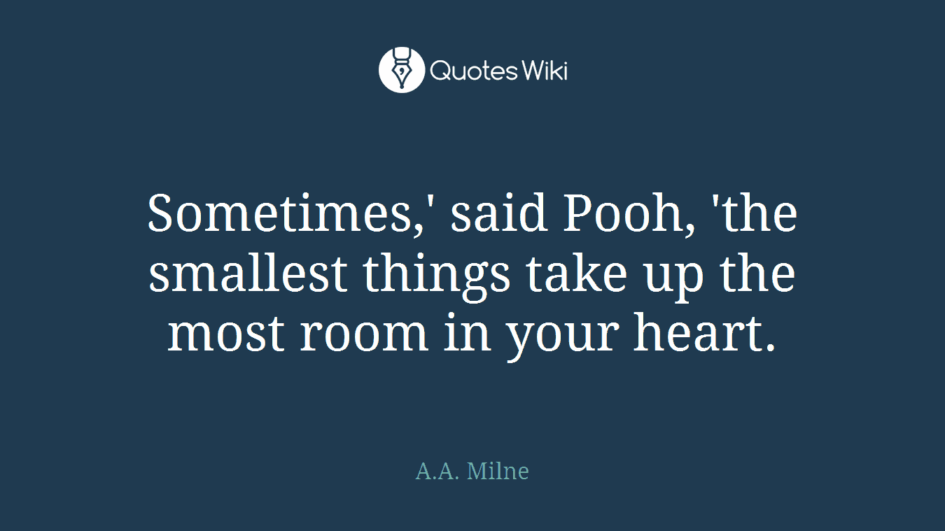 Sometimes,' said Pooh, 'the smallest things take up the most room in your heart.