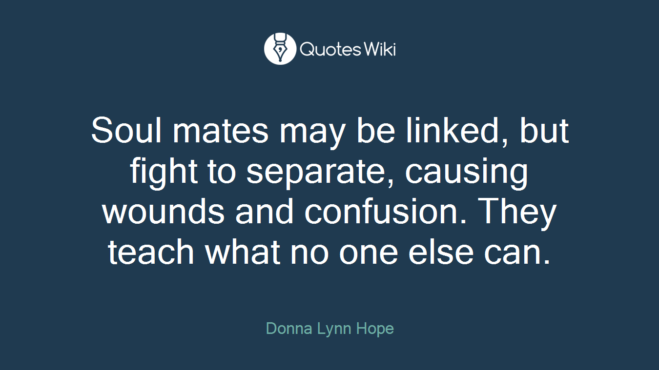 Soul mates may be linked, but fight to separate, causing wounds and confusion. They teach what no one else can.