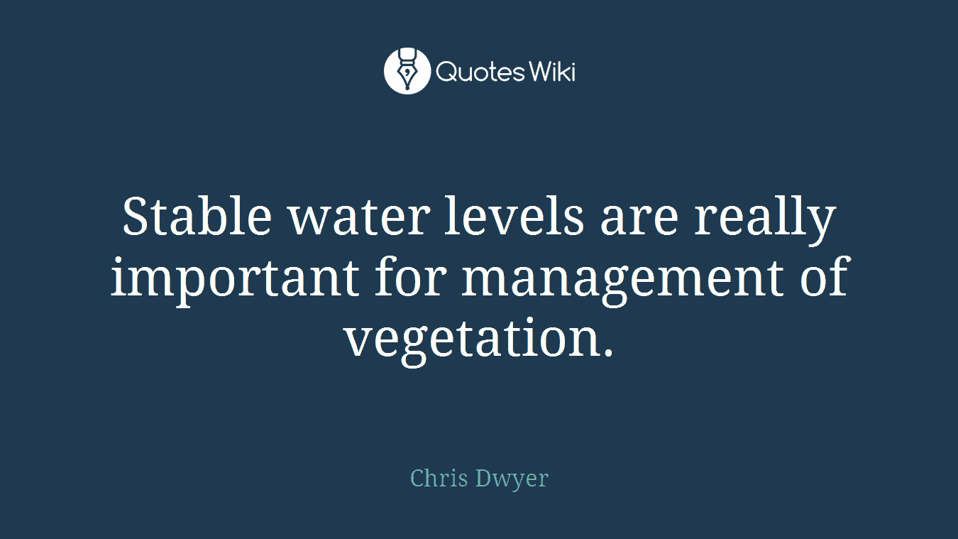 Stable water levels are really important for management of vegetation.