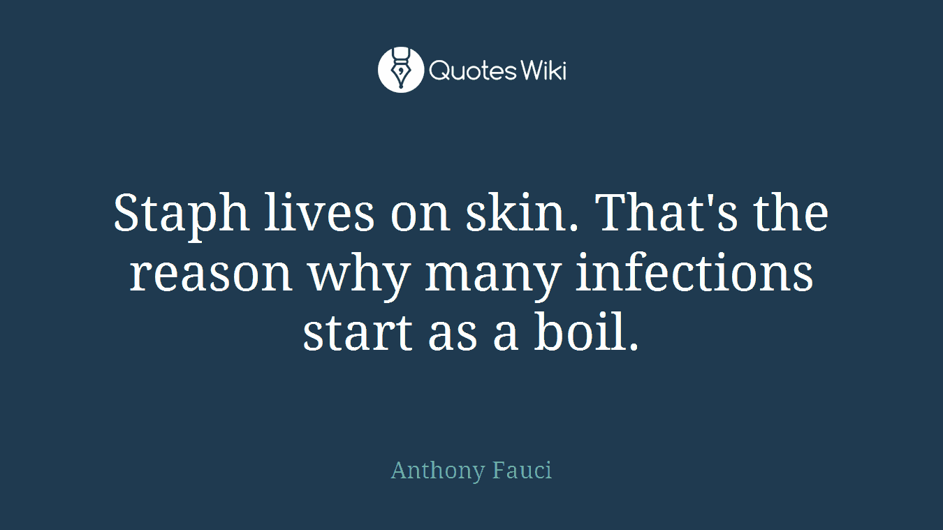 Staph lives on skin. That's the reason why many infections start as a boil.