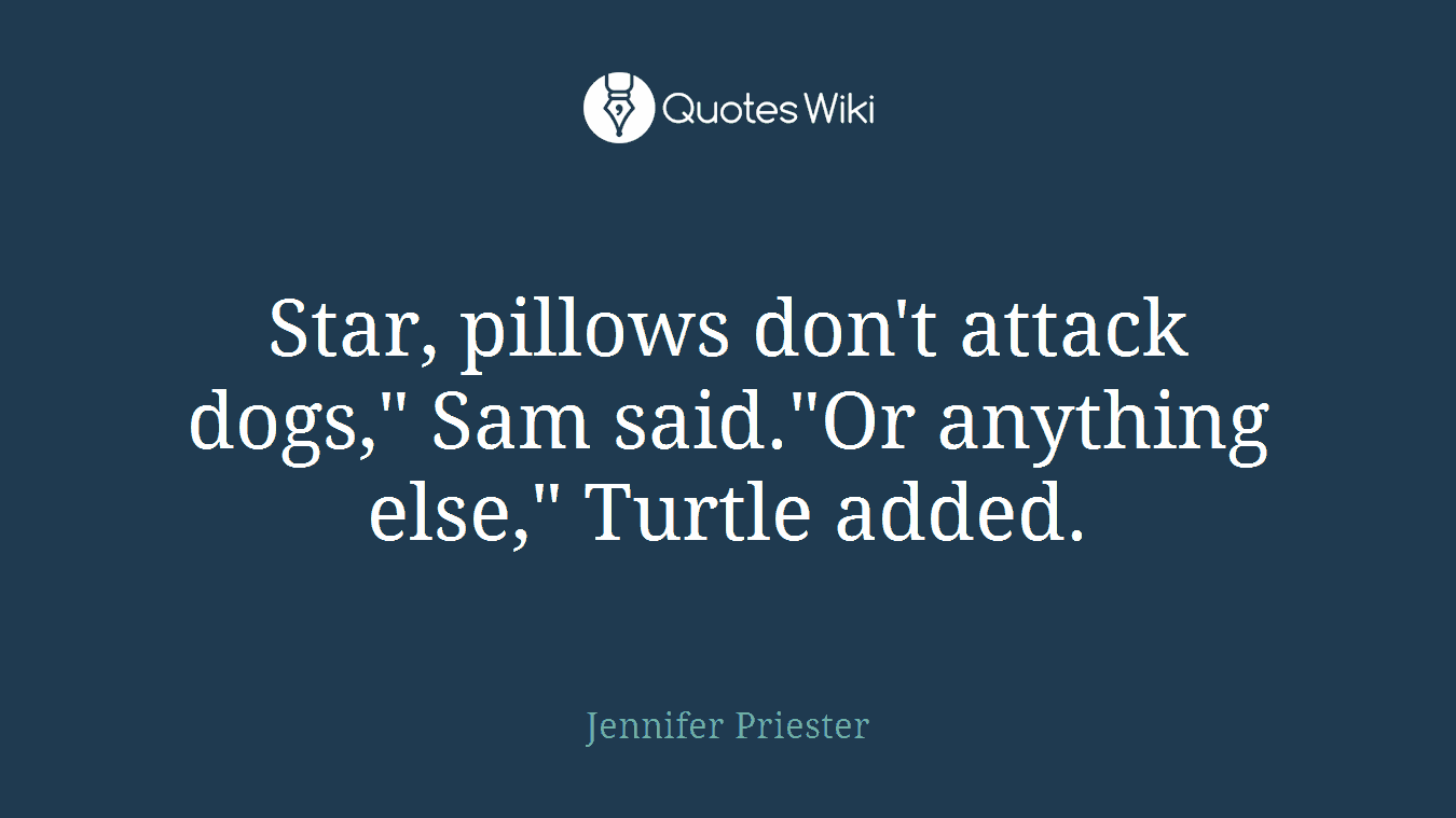 Star, pillows don't attack dogs," Sam said."Or anything else," Turtle added.