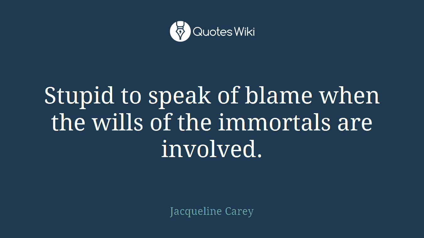 Stupid to speak of blame when the wills of the immortals are involved.