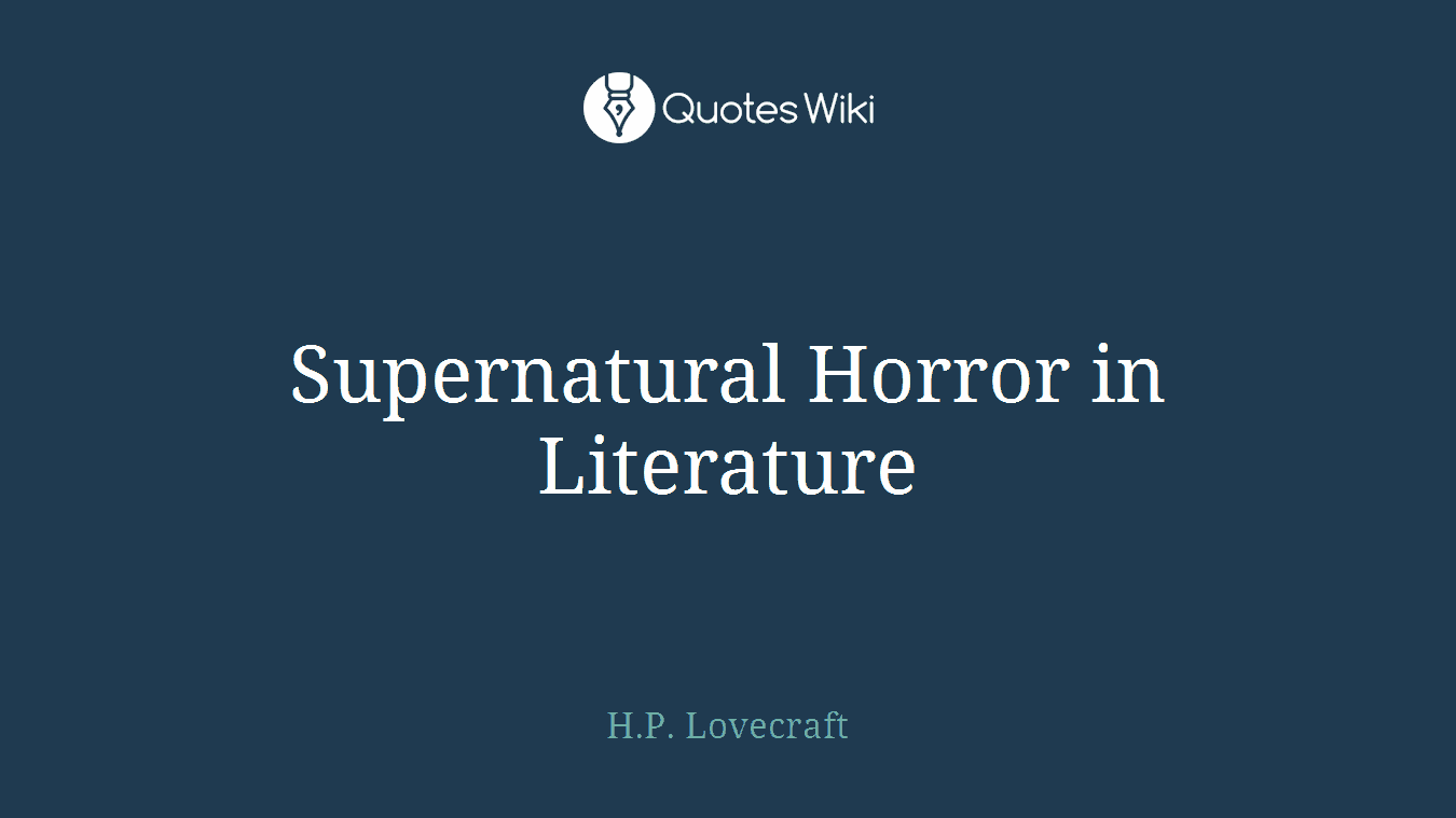 Supernatural Horror in Literature