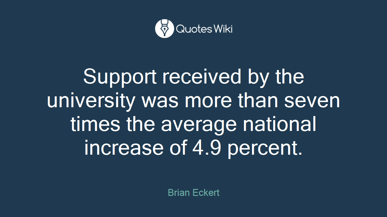 Support received by the university was more than seven times the average national increase of 4.9 percent.