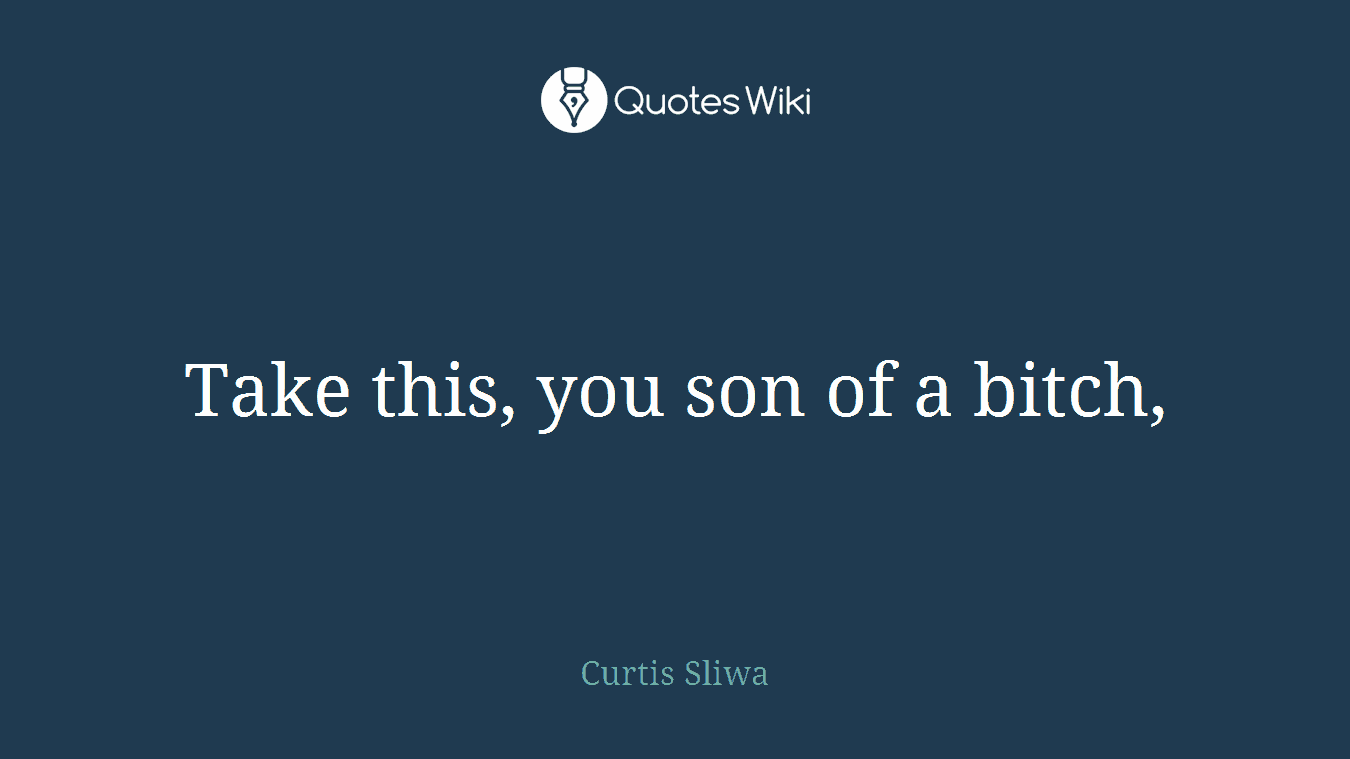 Take this, you son of a bitch,
